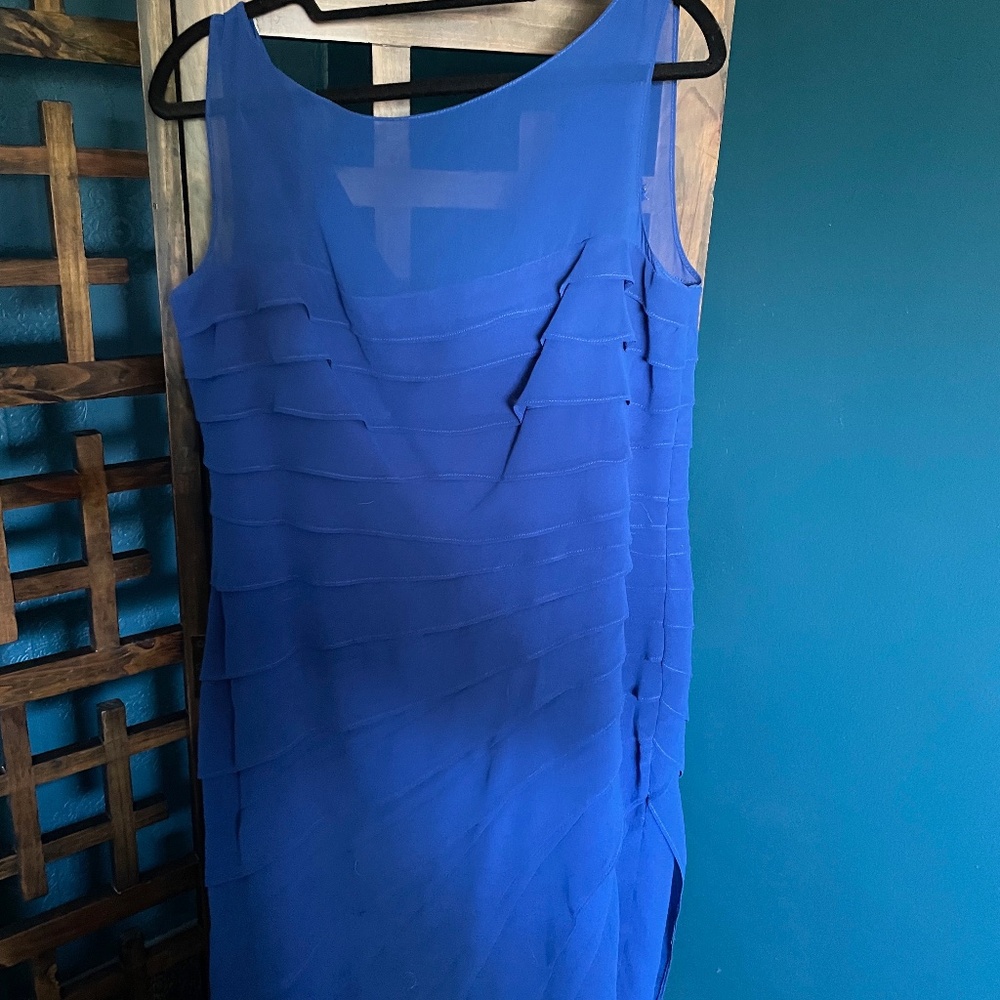 Jones New York blue tiered sleeveless dress, 10, EUC
